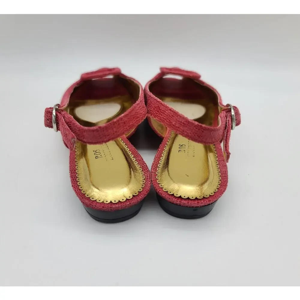 Ros Hommerson Haley Women's 5M Slingback Flats Red Lizard Open Toe w/Box